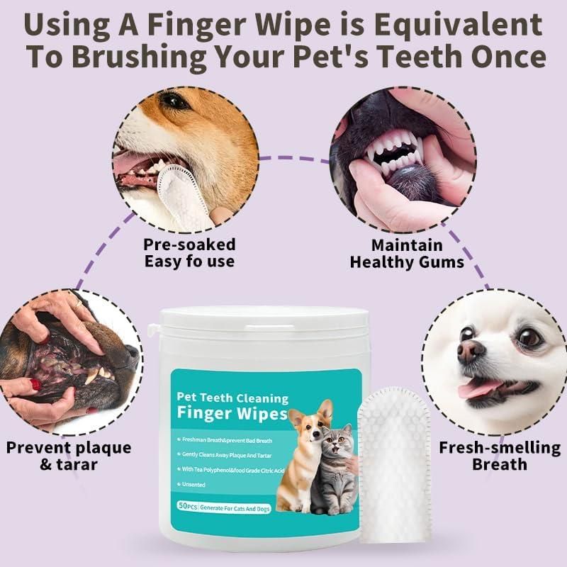 Clean Teeth & Fresh Breath — Pets Disposable Dental wipes