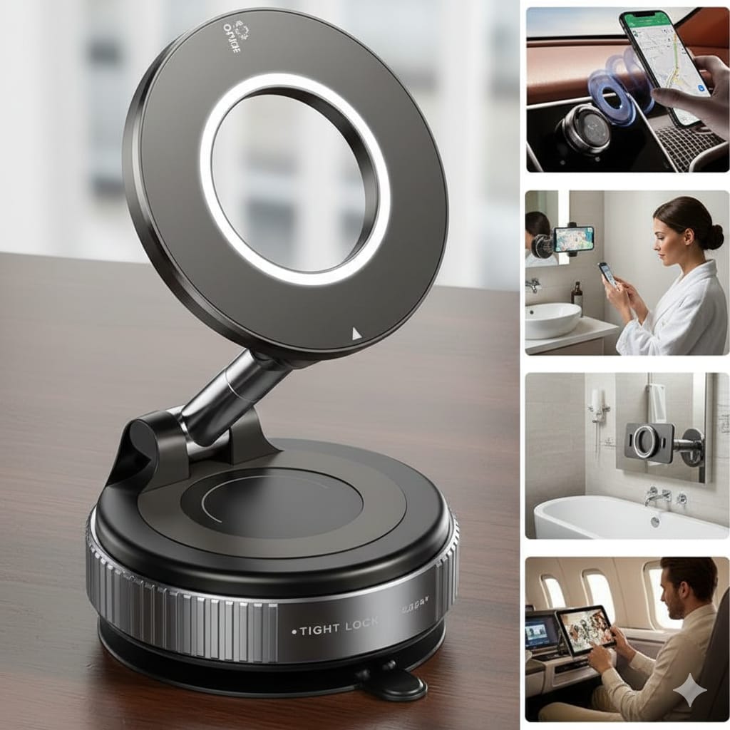 VacuumLock™ Magnetic Phone Holder Ultra-Strong Suction • 360° Rotation
